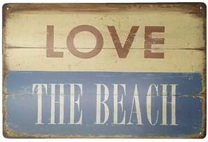 Ceduľa Love The Beach - Vintage style 30cm x 20cm Plechová tabuľa