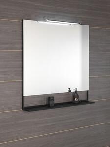 Sapho ERUPTA zrcadlo s poličkou a LED osvětlením 100x95x12cm, černá mat ERU320