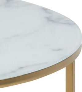 Scandi Bílo-zlatý skleněný konferenční stolek Venice II 80 cm