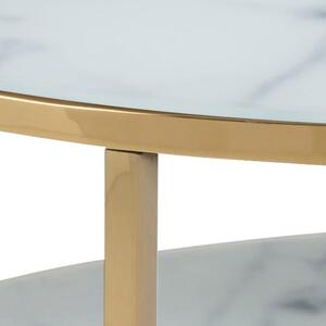 Scandi Bílo-zlatý skleněný konferenční stolek Venice II 80 cm