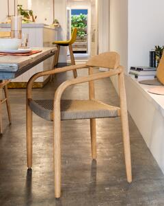 Dřevěná jídelní židle Kave Home Nina s hnědým výpletem