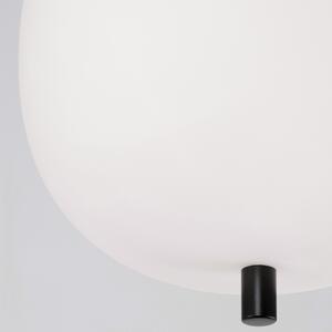 Opálově bílé skleněné závěsné světlo Nova Luce Lato 18,5 cm s černým zavěšením