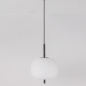 Opálově bílé skleněné závěsné světlo Nova Luce Lato 30 cm s černým zavěšením