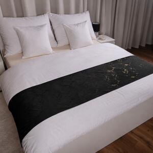 Biante Sametový přehoz/běhoun na postel Isabela IBL-021 Zlatý/kouřový mramor na černém Na míru