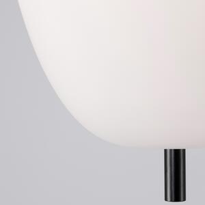 Opálově bílé skleněné závěsné světlo Nova Luce Lato 27 cm s černým zavěšením