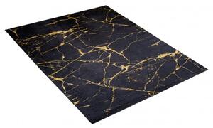 Makro Abra Kusový koberec pratelný TOSCANA 2113 Mramor Abstraktní pogumovaný černý zlatý Rozměr: 80x150 cm