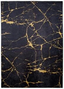 Makro Abra Kusový koberec pratelný TOSCANA 2113 Mramor Abstraktní pogumovaný černý zlatý Rozměr: 80x150 cm