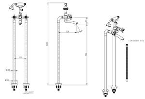 F-Design Lacrima, volně stojící vanová baterie s ruční sprchovou sadou, chrom lesklý-bílá, FD1-LRA-11F-11
