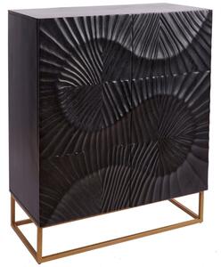 Moebel Living Černá masivní dřevěná komoda Remus 100 x 45 cm