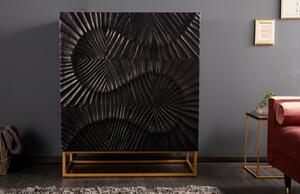 Moebel Living Černá masivní dřevěná komoda Remus 100 x 38 cm