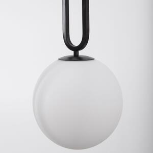 Opálově bílé skleněné závěsné světlo Nova Luce Grus 20 cm s černým zavěšením
