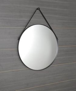 Sapho ORBITER zrcadlo kulaté s koženým páskem, ø 50cm, černá mat ORT050