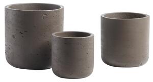 Kave Home Set tří hnědých betonových květináčů LaForma Lux