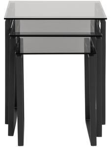 Scandi Černý set tří skleněných konferenčních stolků Divo 50 x 50 cm