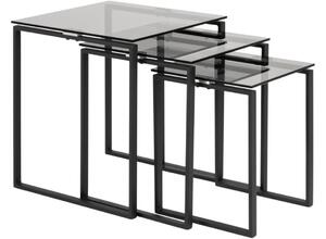 Scandi Černý set tří skleněných konferenčních stolků Divo 50 x 50 cm