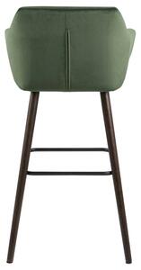 Scandi Tmavě zelená sametová barová židle Marte 79 cm