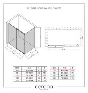CERANO - Sprchový kout Santoro L/P - chrom, transparentní sklo - 120x70 cm - posuvný