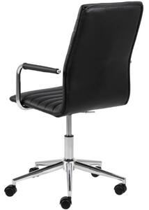 Scandi Černá koženková kancelářská konferenční židle Aqua s chromovou podnoží