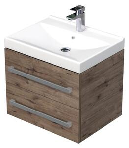 Koupelnová skříňka s umyvadlem SAT Cube Way 60x53x46 cm dub Wellington mat CUBE46602DWVER