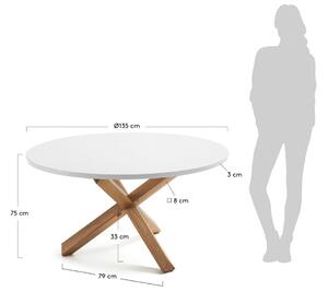 Bílý lakovaný kulatý jídelní stůl Kave Home Lotus 135 cm