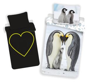 Povlečení s motivem roztomilých tučňáků se svítícím efektem. Rozzáří každý pokojíček. Rozměr povlečení je 140x200, 70x90 cm