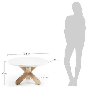 Bílý lakovaný kulatý konferenční stolek Kave Home Lotus 65 cm