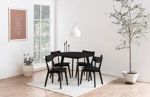 Scandi Černý dubový kulatý jídelní stůl Diaz 105 cm