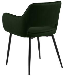 Scandi Tmavě zelená sametová jídelní židle Rejna