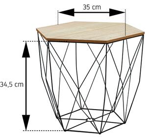 Tutumi, drátěný konferenční stolek 35x35x34 cm, velikost M, SG1910-77, černá-dub sonoma, KRZ-09523