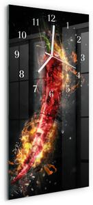 Skleněné hodiny vertikální Pálivá paprika zsppb-30x60-00094455