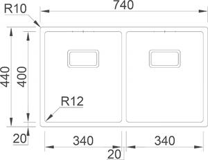 Nerezový dřez Sinks BOX 740 DUO FI 1,0mm RDBOK74044021FI