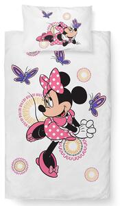 Carbotex Dětské povlečení do postýlky Minnie a Motýlci, 100 x 135 cm, 40 x 60 cm