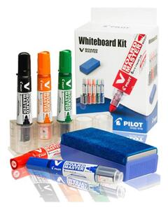 Toptabule.sk PILOT V Board Master Kit – popisovače na bílou tabuli 5 ks + magnetický držák a stěrka