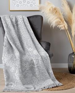 Bavlněná deka s třásněmi Ornament šedý - 150/200 (poslední 1 kus !!!)