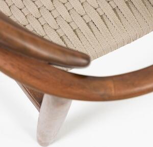 Ořechová dřevěná jídelní židle Kave Home Nina s béžovým výpletem
