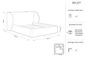 Béžová žinylková dvoulůžková postel MICADONI Miley 140 x 200 cm s úložným prostorem