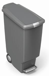Pedálový odpadkový koš Simplehuman – 40 l, úzký, šedý plast