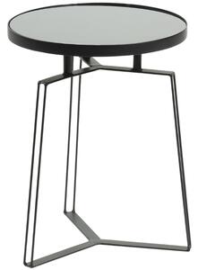 Černý kovový odkládací stolek Kave Home Radim 40 cm se skleněnou deskou