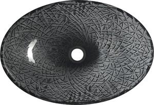 Sapho PURUS skleněné gravírované umyvadlo 50x15, 5x36 cm, černá TY305SG