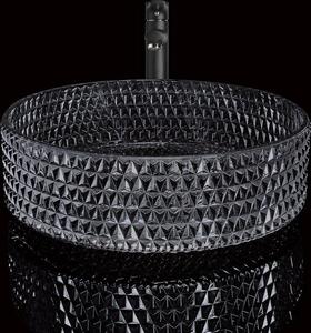 Sapho MARAGUA skleněné gravírované umyvadlo, průměr 39, 5 cm, černá TY214