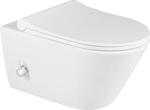 Sapho AVVA závěsná WC mísa Rimless, integrovaná baterie a bidet. sprška, 35, 5x53 cm, bílá 100315