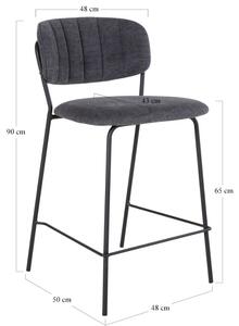 Nordic Living Šedá látková barová židle Alica 65 cm