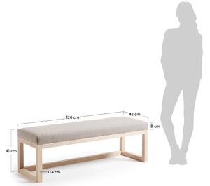 Béžová látková lavice Kave Home Loya 128 cm