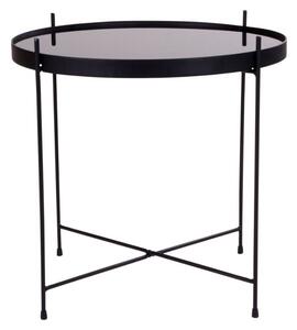 Nordic Living Černý kulatý skleněný konferenční stolek Emeli 48 cm