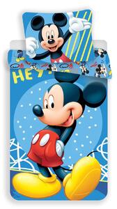 Dětské bavlněné povlečení s obrázkem pohádkové postavičky Mickeyho laděné do modré barvy. Rozměr povlečení je 140x200 70x90 cm