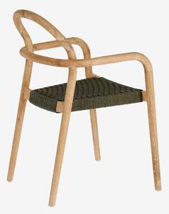 Dřevěná jídelní židle Kave Home Sheryl se zeleným výpletem