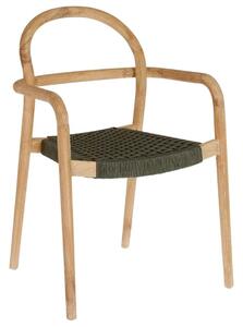 Dřevěná jídelní židle Kave Home Sheryl se zeleným výpletem
