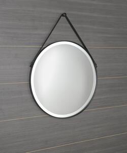 Sapho ORBITER kulaté zrcadlo s LED osvětlením ø 60cm, kožený pásek, černá mat ORL060