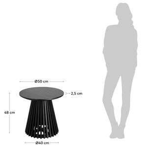 Černý dřevěný kulatý odkládací stolek Kave Home Jeanette 50 cm