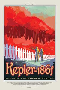 Ilustrace Kepler186f (Planet & Moon Poster) - Space Series (NASA), (26.7 x 40 cm)